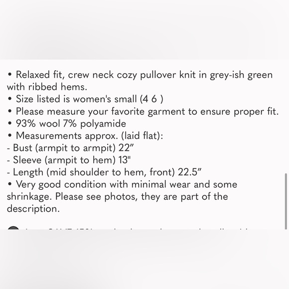 VINCE Wool Blend Boxy Crewneck Sweater Top Green Sz S - Picture 10 of 10